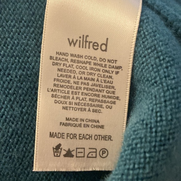 Wilfred Cyprie 100% merino wool rolled mock-neck sweater Sz S Jewel Green - Picture 4 of 5